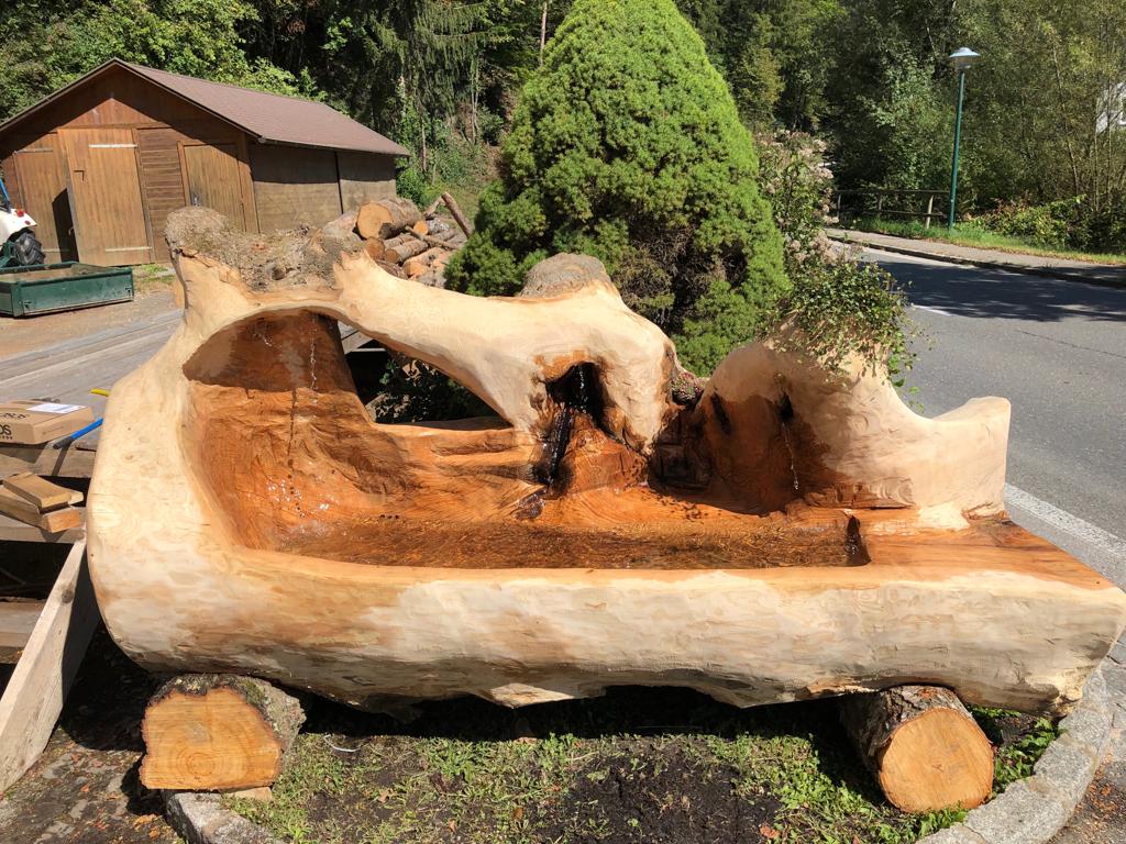 Brunnen mit 4 Zuläufen und Bepflanzung